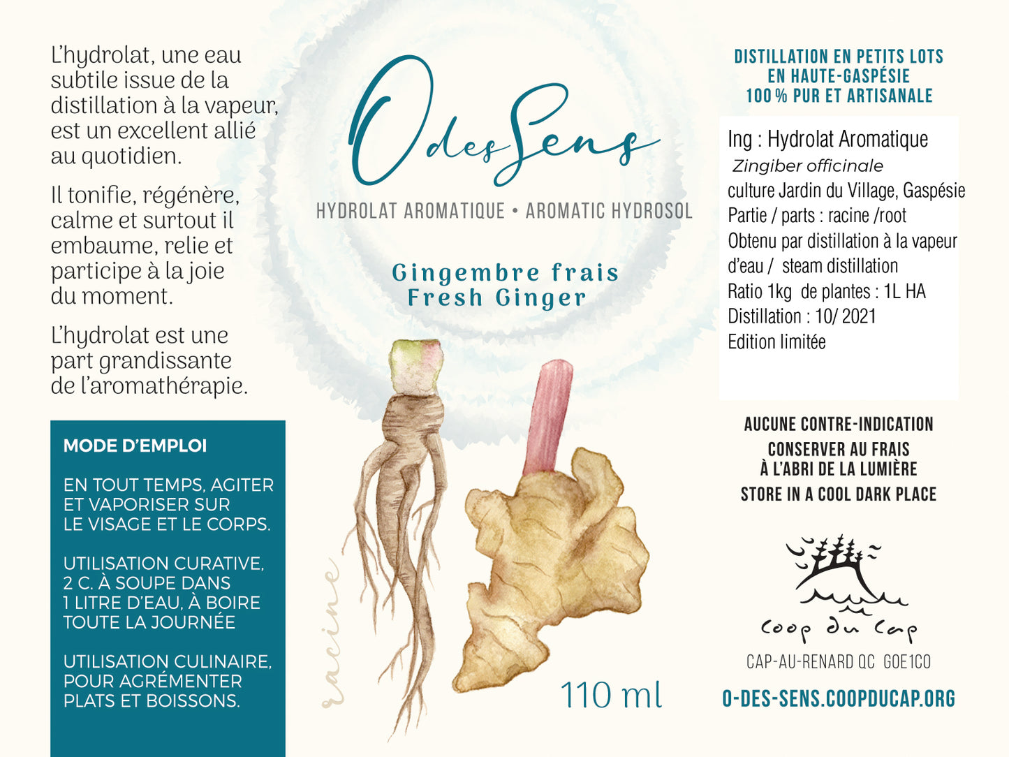 Hydrolat Aromatique GINGEMBRE frais