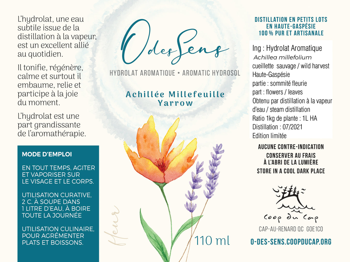 Hydrolat Aromatique ACHILLÉE MILLEFEUILLE